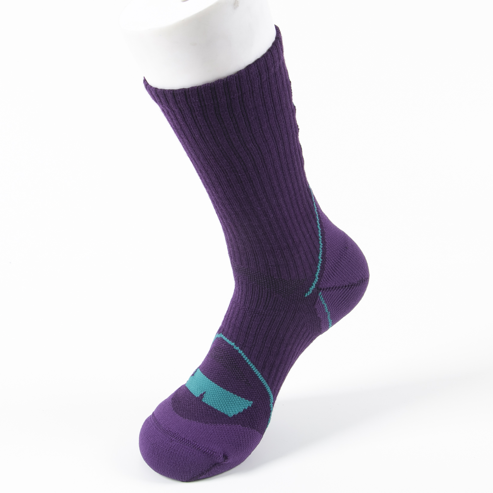 Purple custom sports sock sample